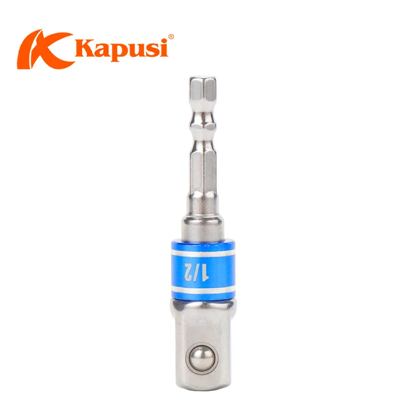 KAPUSI K-7842 2PC Power Tool Accessories Hex Shank Colored Loop 1/4' 1/2' Square Nut Driver Extension Socket Adapter