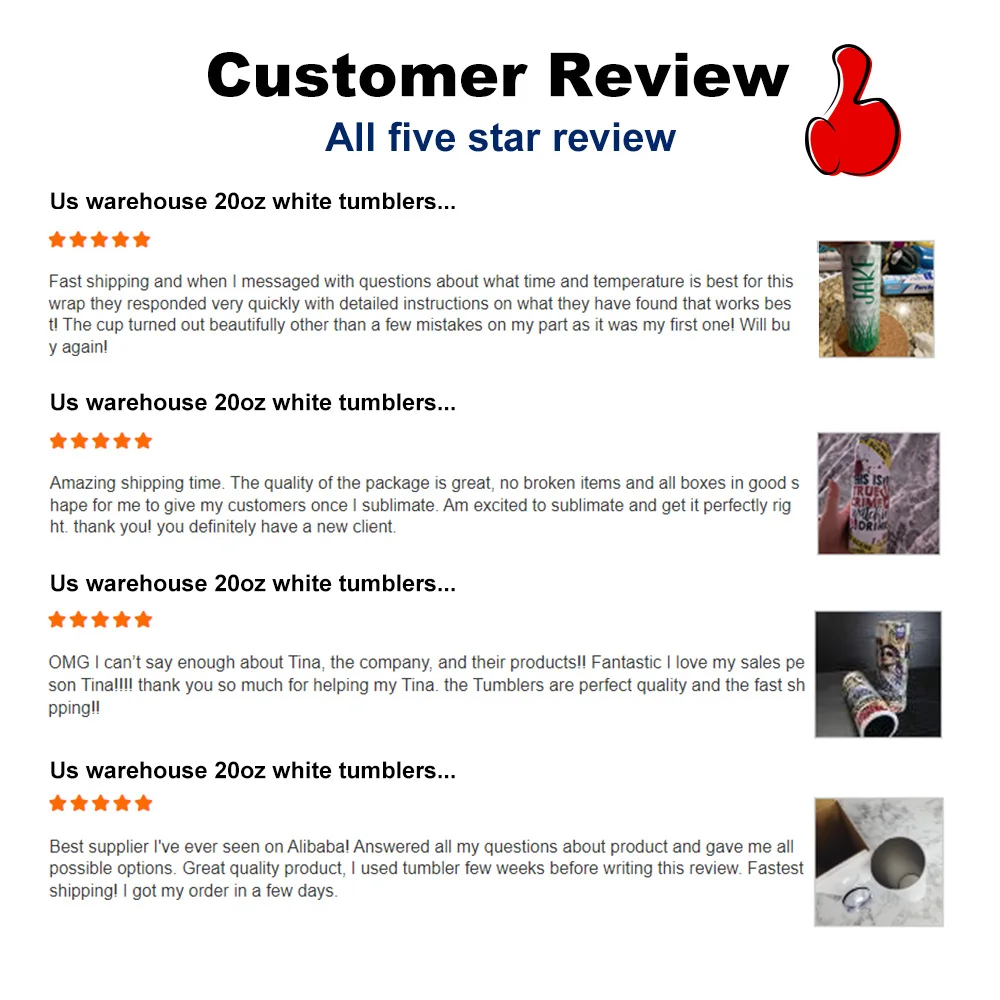 USA Warehouse Wholesale 15oz 20oz 30oz Heat Press Sublimation Straight Skinny Blanks Sublimation Tumbler with Extra Lid