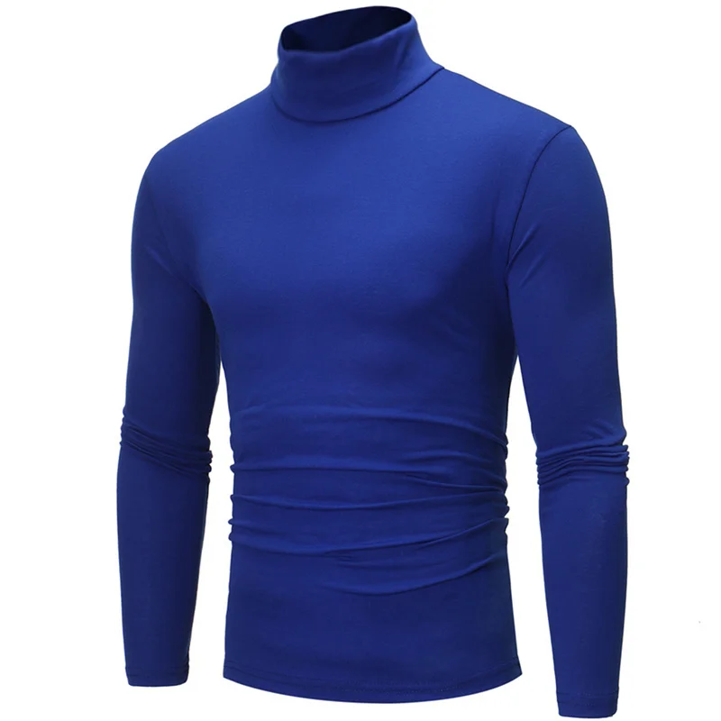 Half High Collar Thermal Underwear Men Mock Neck Basic Plain Pullover Long Sleeve T-shirt For Men