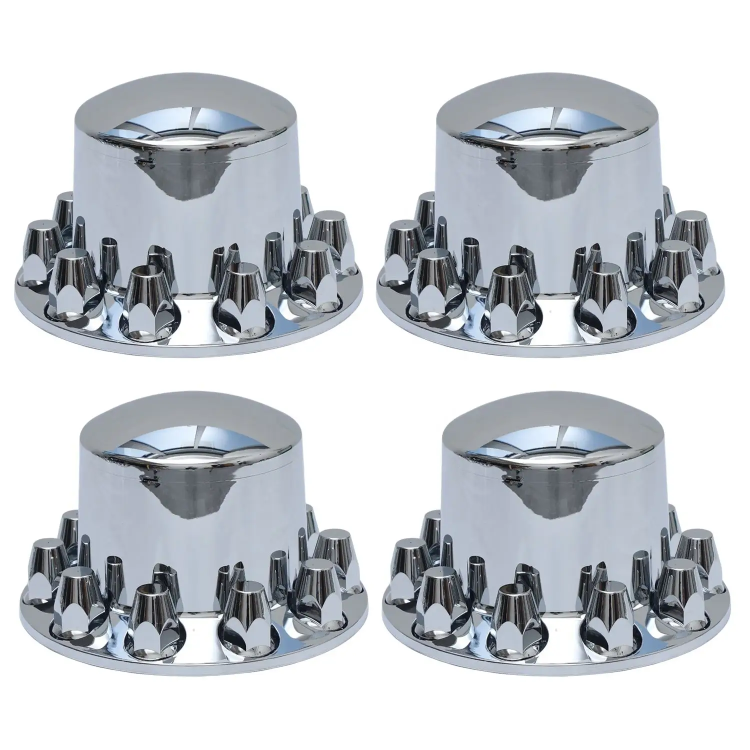 Semi Truck Chrome Plastic Front Axle Wheel Cover With Removable Hub Cover & 33mm Lug Nut Covers