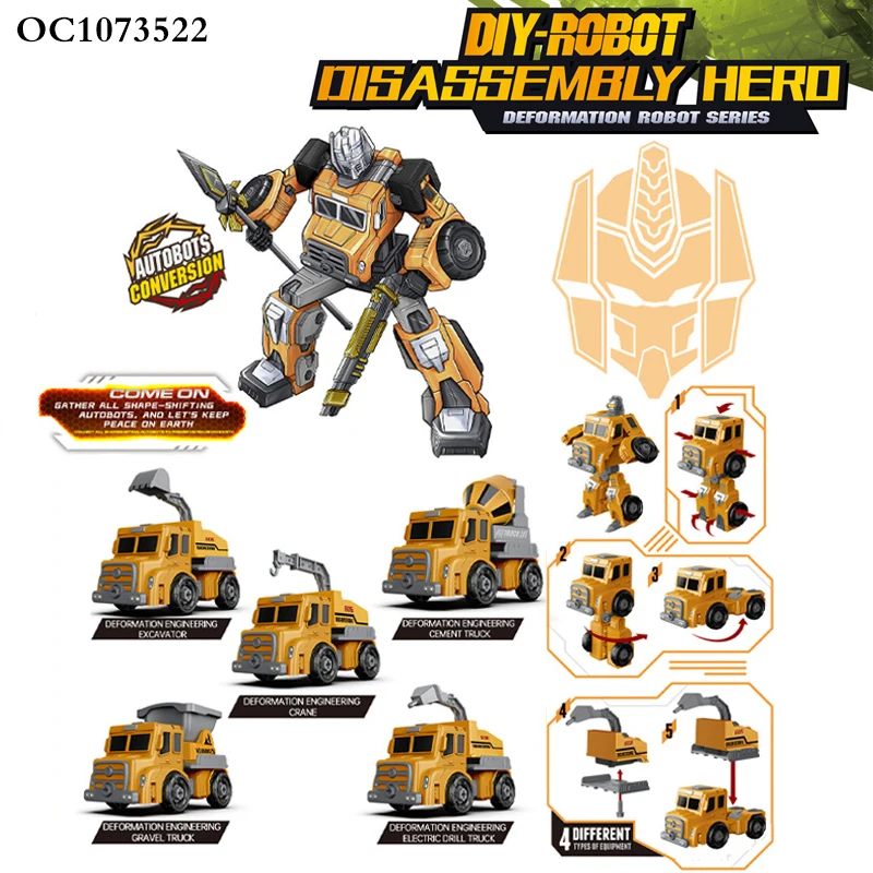 Wholesale DIY assemble truck plastic deformation robot model diy toy for kids