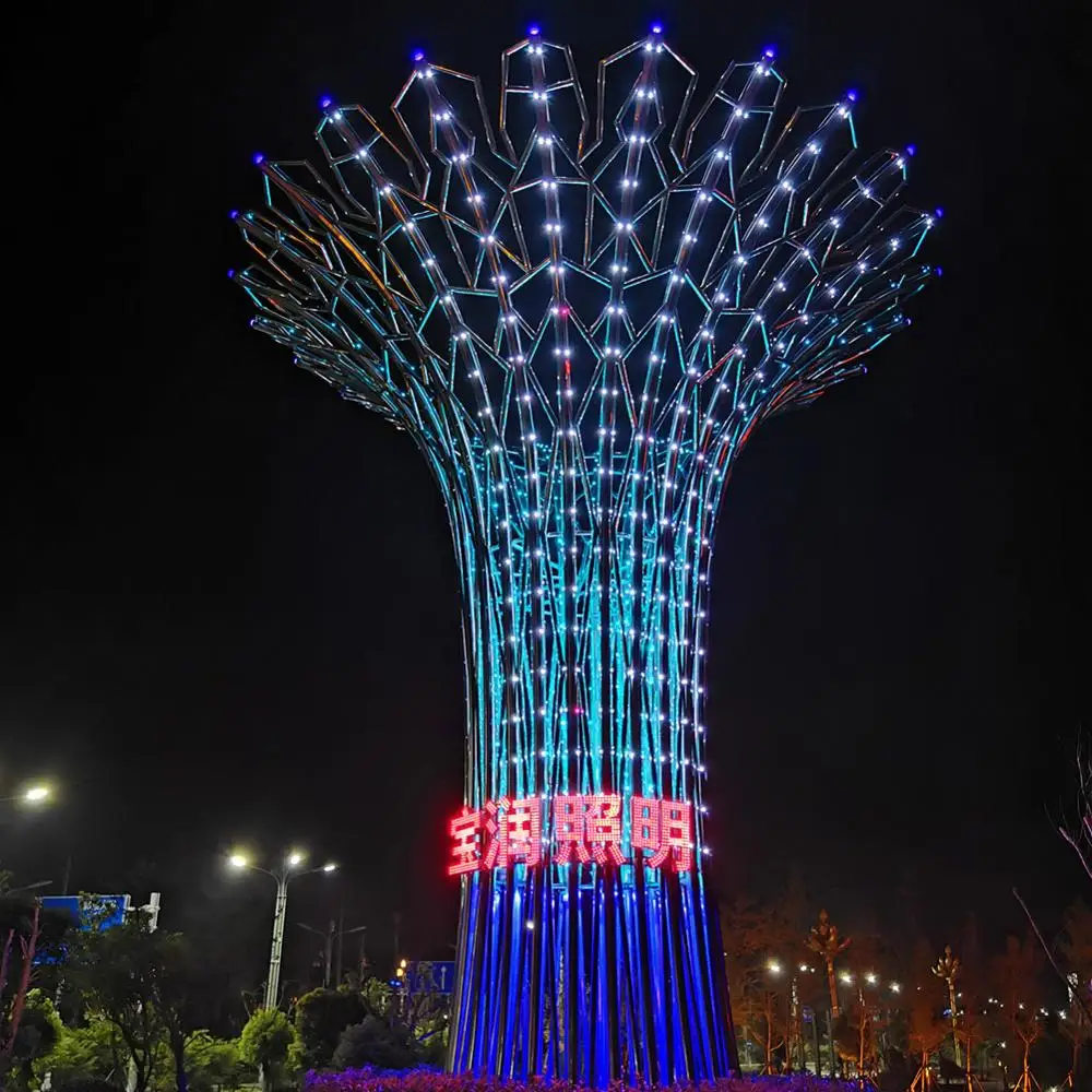 Праздничная светодиодная гирлянда, 3D башня, уличный свет