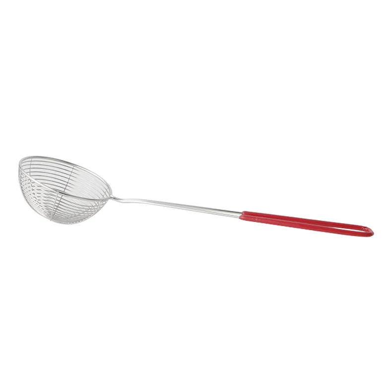 Commercial Wholesale Stainless Steel Kitchen Gadgets Small Mesh Sieve Round Food Strainers With Red Handle