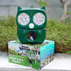 Dayoung Owl Design Outdoor Waterproof Farm Ultrasonic Solar Animal Repeller  For Wild Boar Cats Dogs Birds Rats