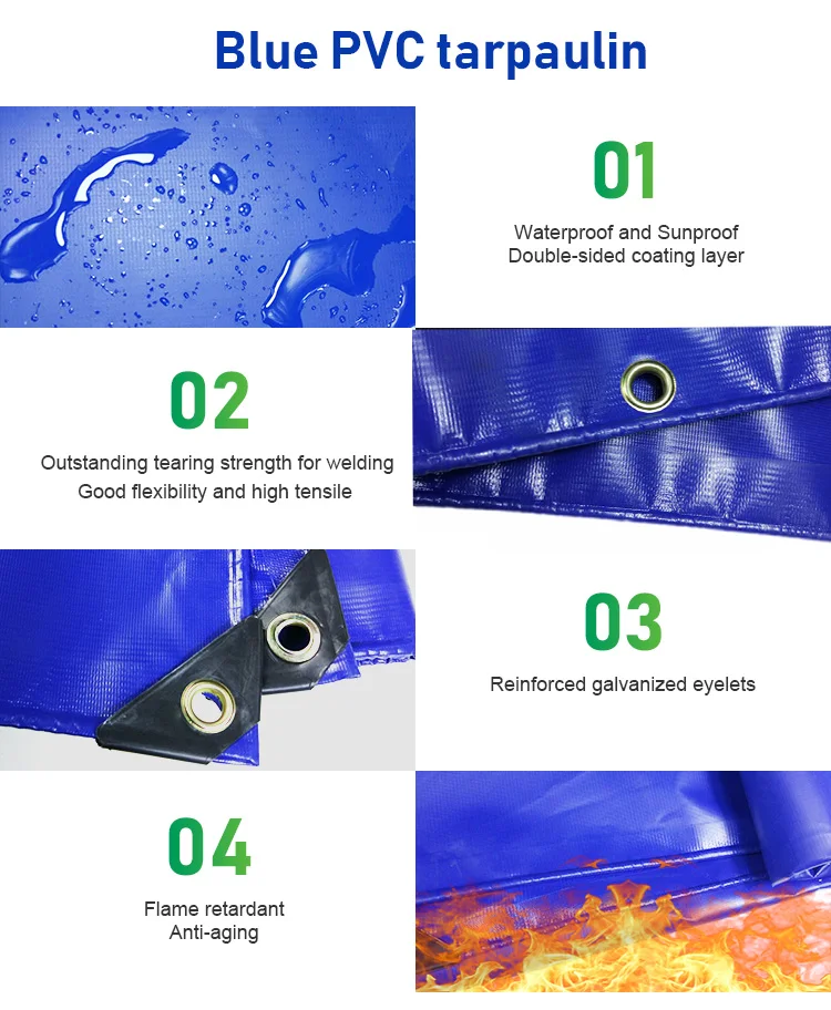 Durable Polyester Material Heavy Duty Bache Waterproof Vinyl Pvc Coated Fabric Tarpaulin Sheet