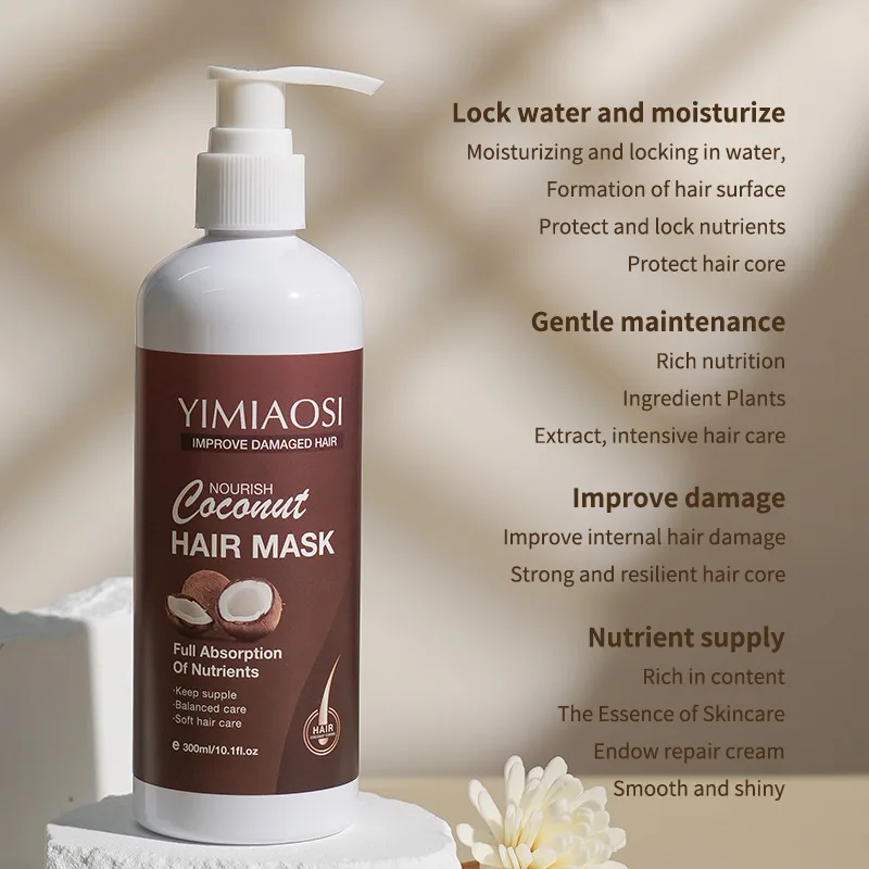 Organic Professional Coconut Hair Mask Repair 300ml Nourishing Conditioner Collagen Repair Hair Mask Treatments