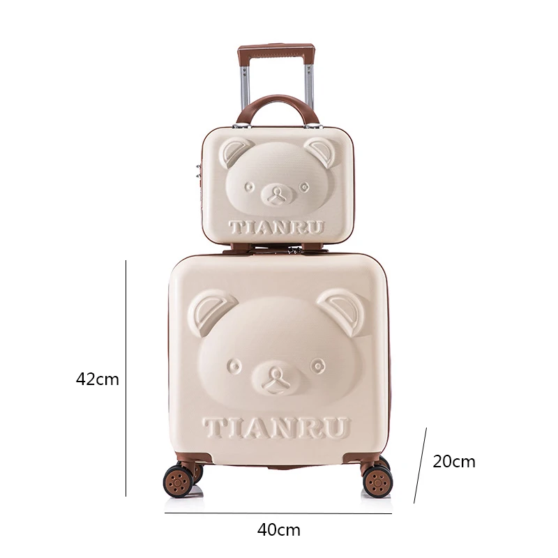 2PCS/SET fashion Cosmetic bag 20/24 inch girl students trolley case Travel spinner Password luggage woman rolling suitcase