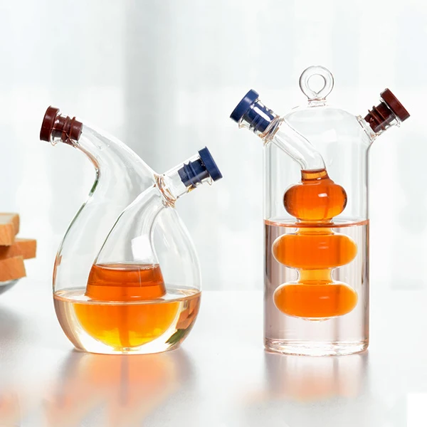 hand made glass oil vinegar 2 in 1