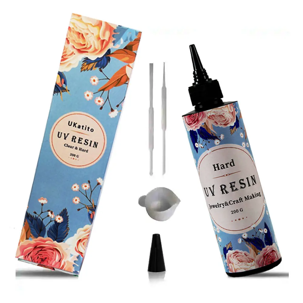 DIY UV Resin Jewelry Kit 200g Crystal Clear Hard UV Curing Resin for Homemade Craft UV Glue