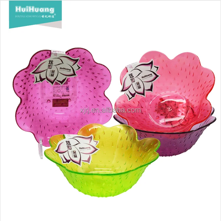 Huihuang BPA free good quality home restaurant flower shape plastic AS fruit salad plate fruit plate wed fruit salad bowl
