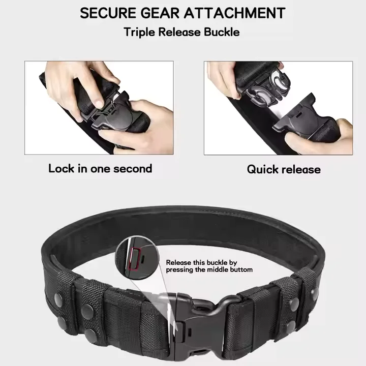 Factory OEM Custom Logo Black Combat Tactical Duty Belt Set Nylon Utility Uniform with Buckle Defense Equipment for Security