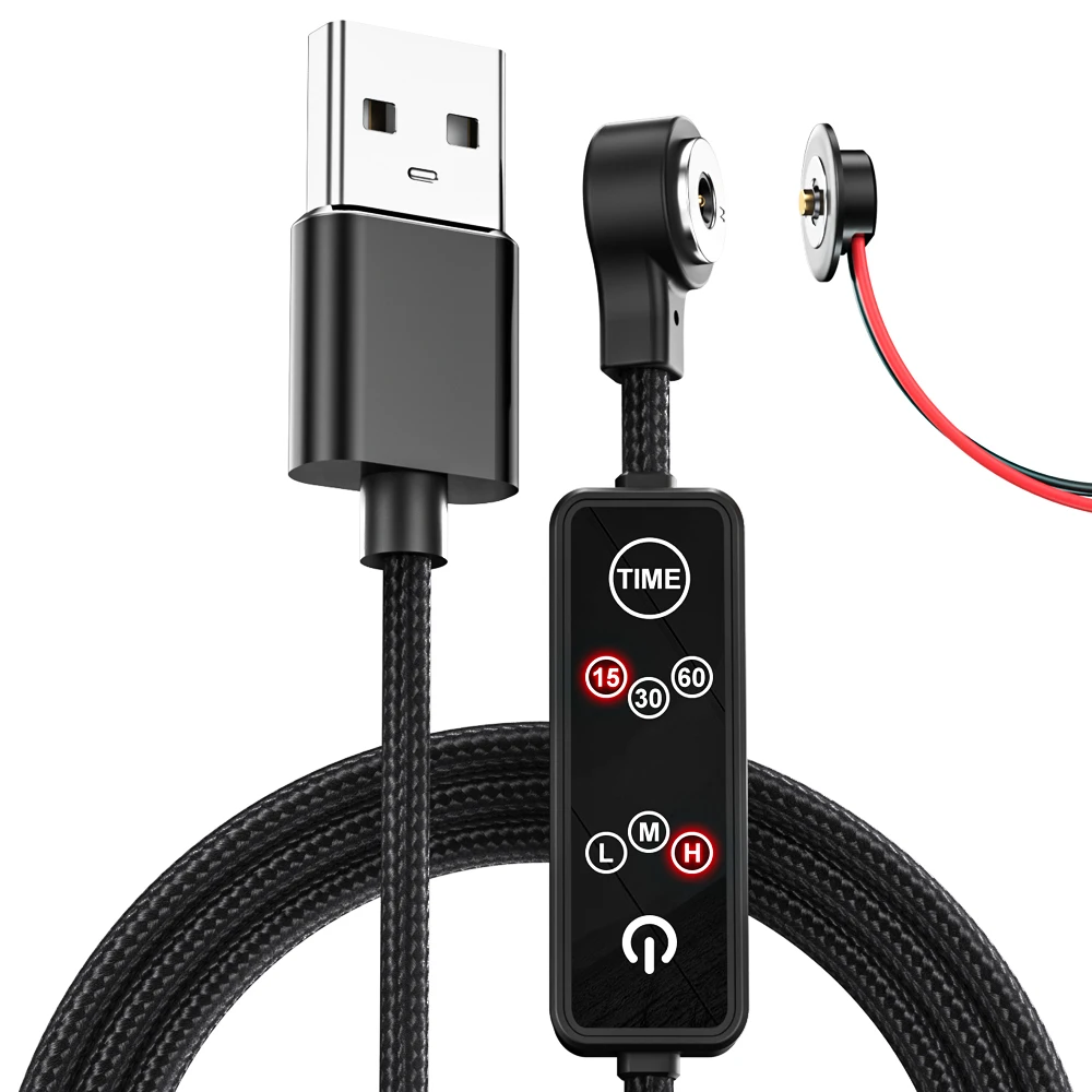 
2 Pogo Pin Magnetic Pogo Pin Connector Charger Power Heating Usb Cable With Controller,Round Male And Female Magnetic Connector 
