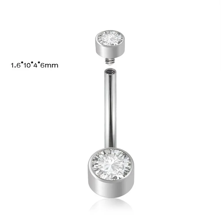 Internally Threaded Astm F136 Titanium Zircon Opal Belly Ring Jewelry Navel Piercing
