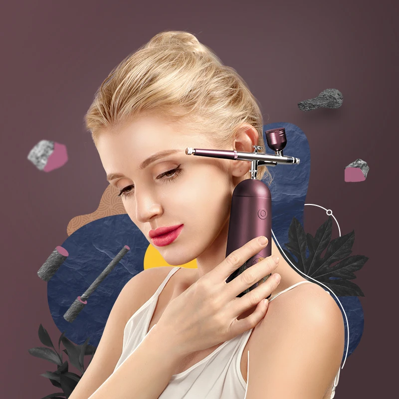 Pink Top 0.3mm Air Compressor Kit Airbrush Paint Airbrush Airbrush for Nail Art Tattoo Craft Cake Nano Mist Sprayer