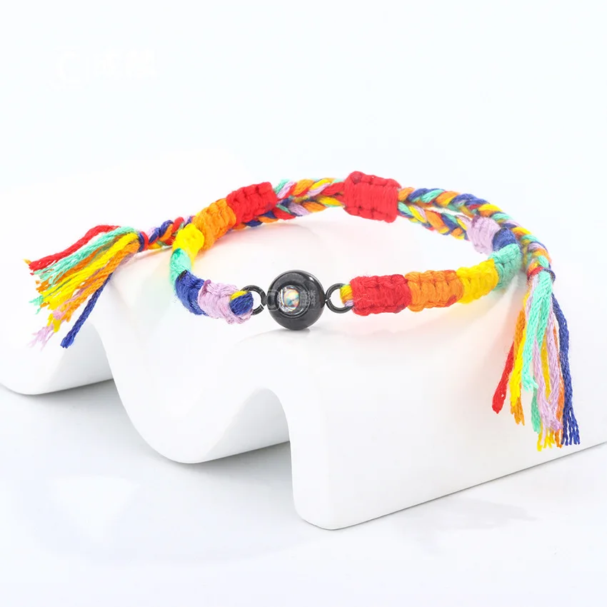 Wholesale 100 Languages I love You Stainless Steel Projection Bracelet Adjustable Colorful Couple Bracelets