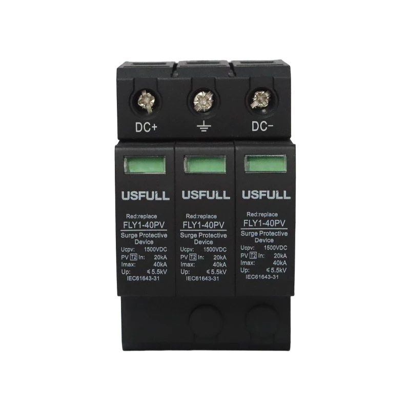 USFULL Factory Surge Protection Device DC SPD  20KA 40KA 600V 1000V Thunder Suppressor for Home Household 2Pole 3Pole