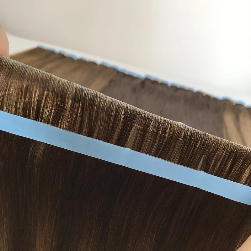 100% European Human Hair Invisible Tape In Hair Extensions Genius Weft With Glue Long Tape In Wholesale Double Drawn