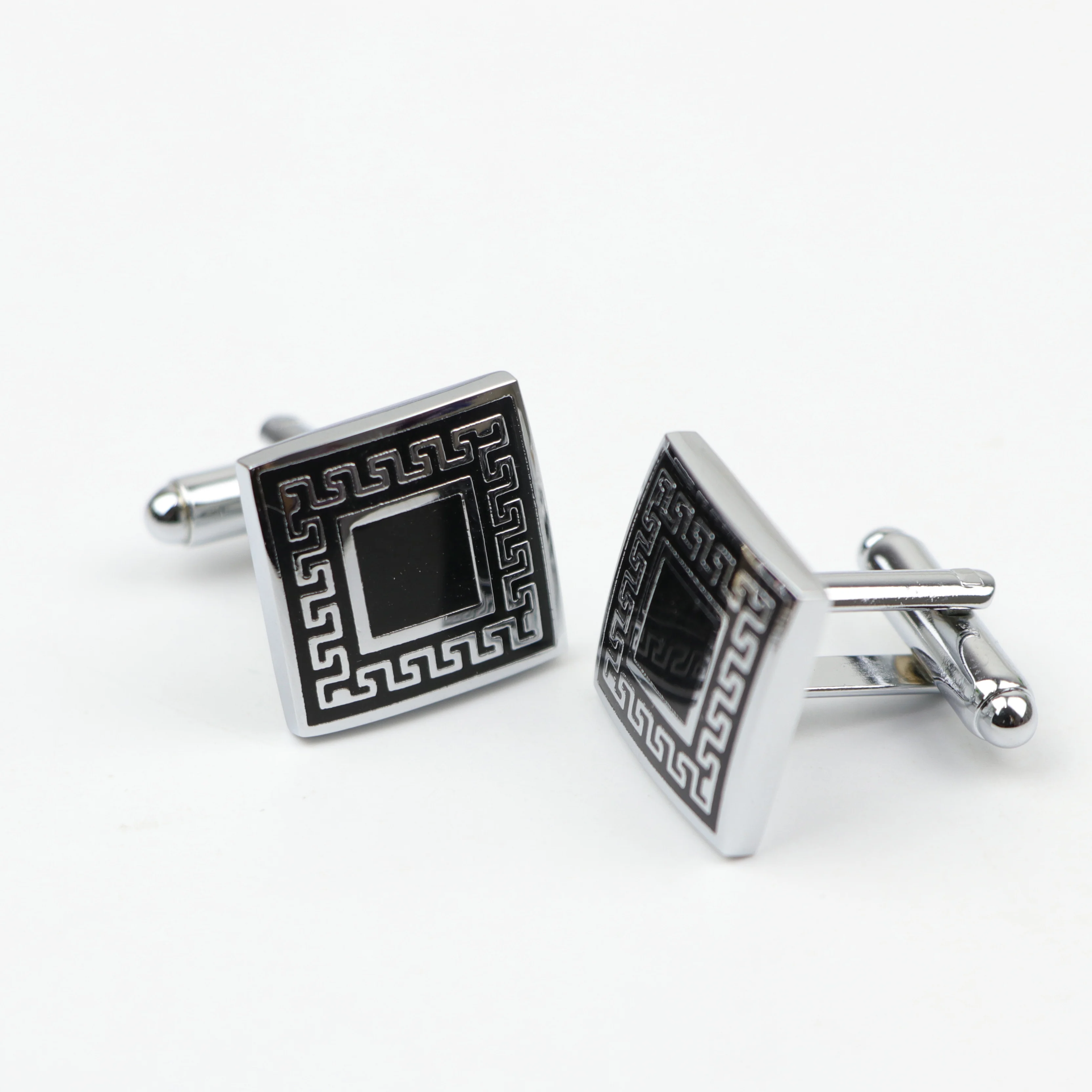 Mens Fashion Laser Engraved Check Sudoku Design Cufflink Luxury Cuff Buttons Silver Black Cuff Links Shirt Jewelry
