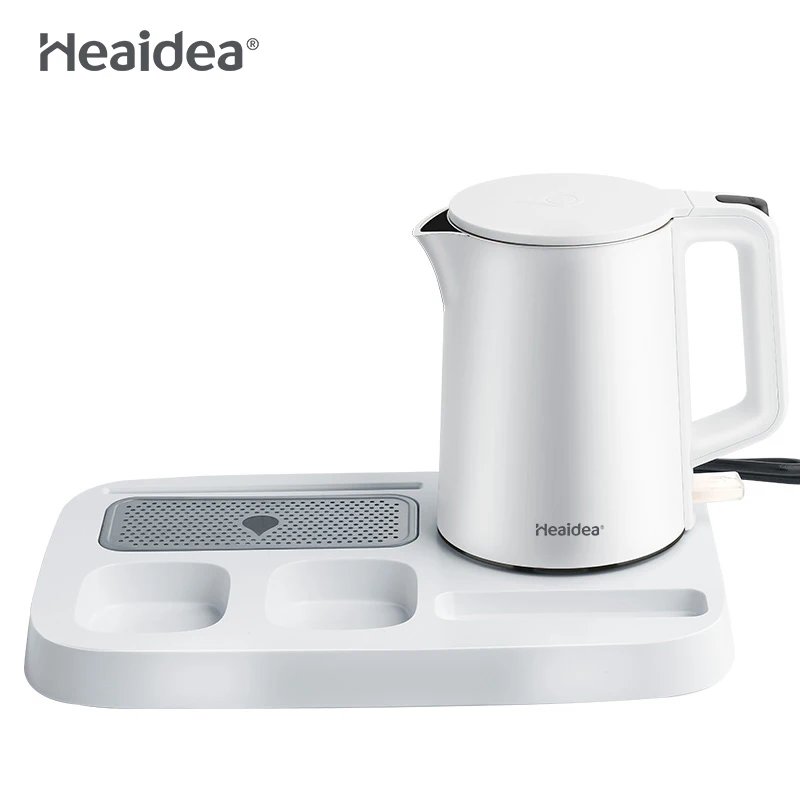 Heaidea Hotel used stainless steel 0.8l electric water tea kettle with tray set