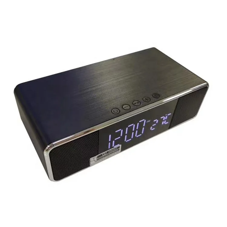 
New Wireless Charging Alarm Clock FM Radio Temperature Display USB Output Bluetooths Speaker with Microphone 
