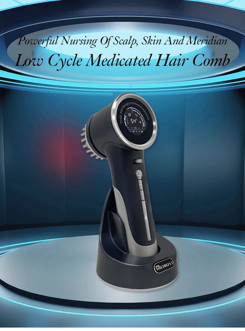 Meiboyi Profession Household Scalp Oil Applicator Laser Comb Red Light Therapy EMS Heating Head Massager Brush For Hair Growth
