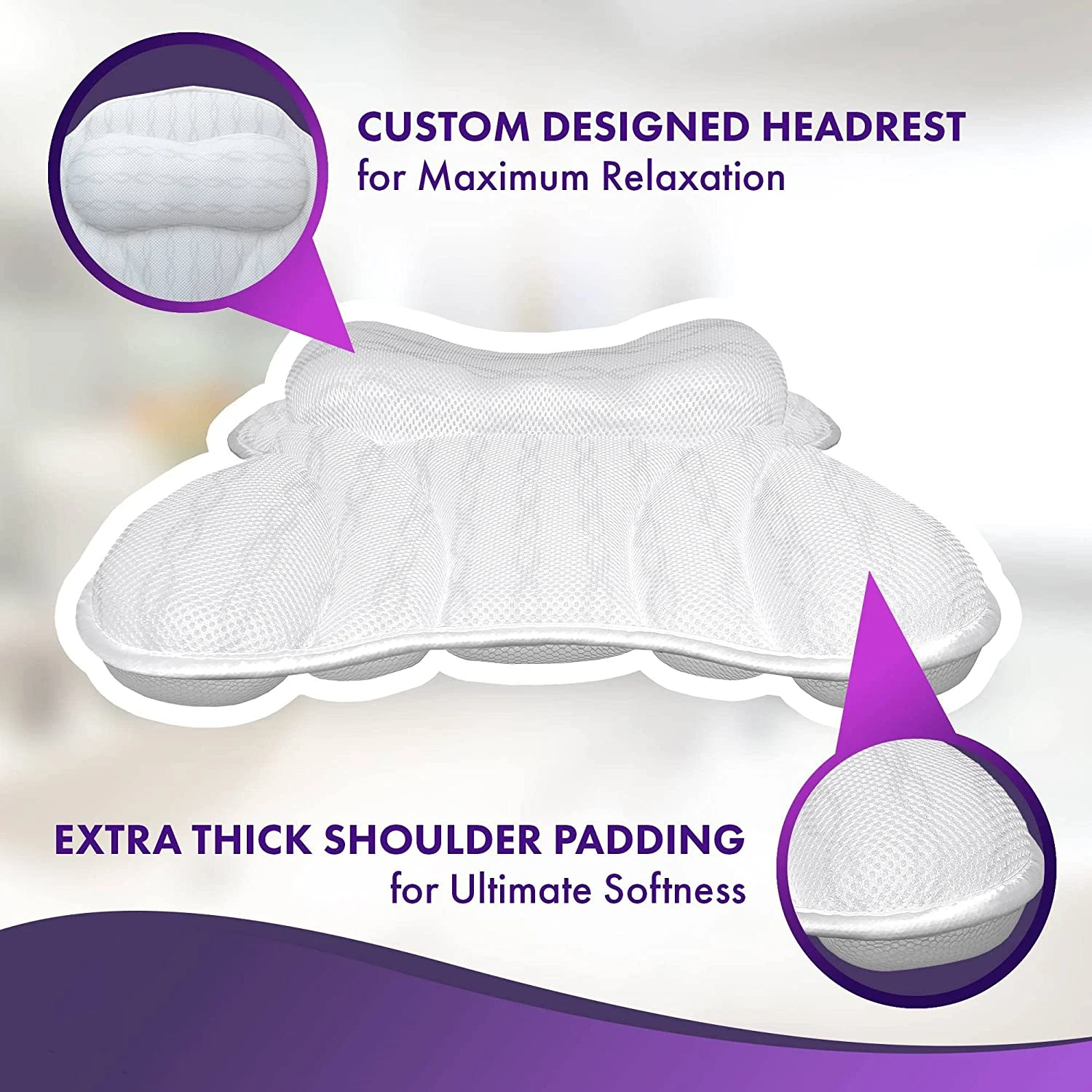 3D Bath Bathtub Shoulder Pillows for Soaking Tub,Head,Neck,Support Cushion Headrest