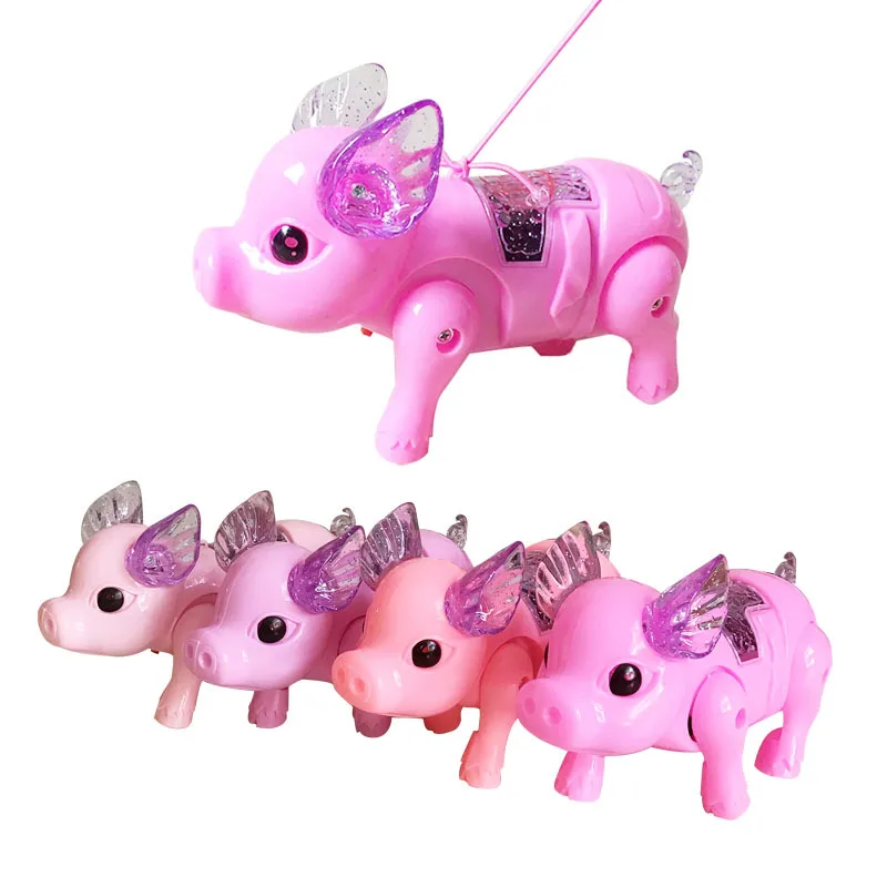 SongYi Leash Electric Pig Will Walk Music Toy Pig Electric Hot Leash Glowing Toys
