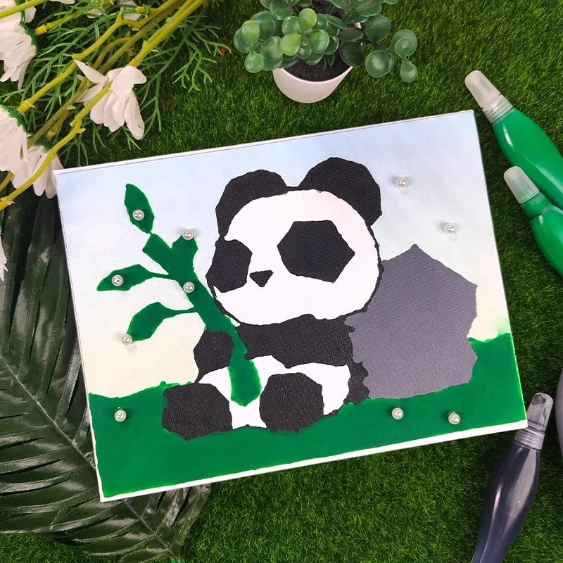 New Arrival  September 2024 DIY Web painting canvas kit 4pk 15ml web paint canvas set with Pearl beads for kids crafts