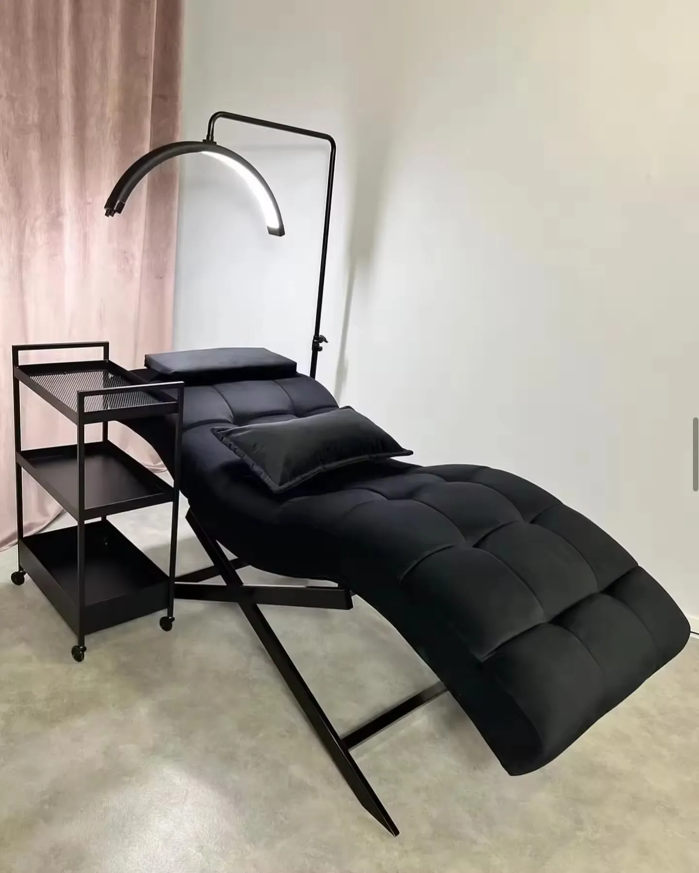 New popular design beauty salon green eyelash facial bed modern curved saloon cosmetic lash bed for sale