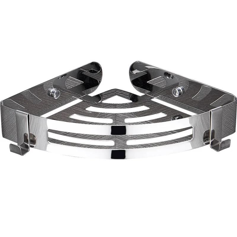 No Drilling Bathroom Storage Holder 304 stainless steel Triangle Design Wall Mounted Wall Shelf Dual Bathroom Corner Shelf