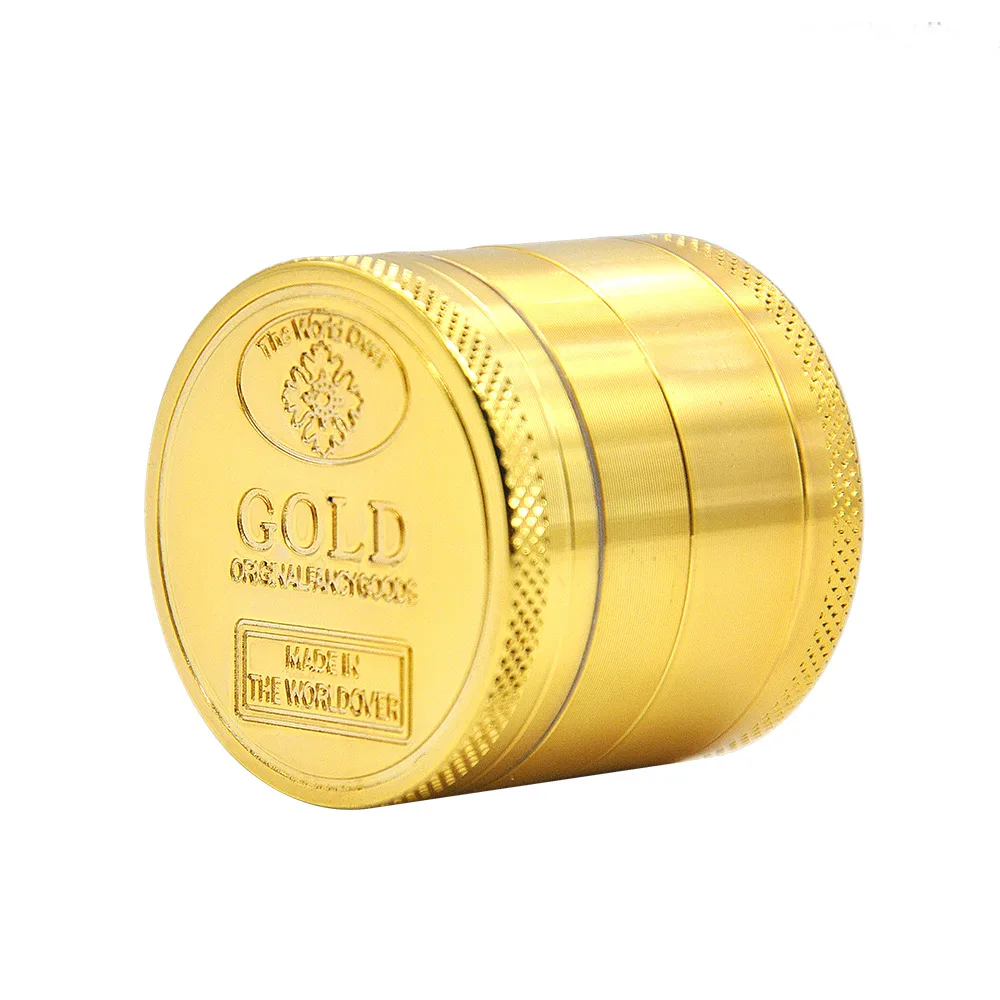 BEYOU Customize 2 Inches Zinc Alloy 4 Layer High Quality Gold Dry Tobacco Crusher Herb Grinder