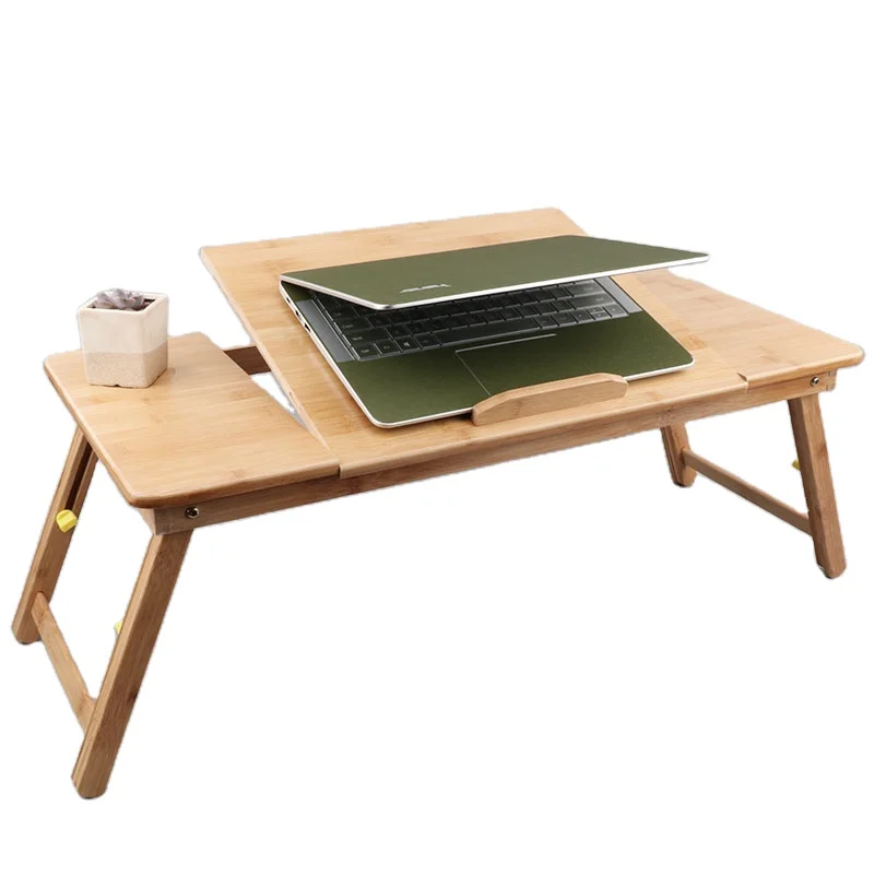 Wholesale Bamboo Portable Foldable Laptop Desk Vertical Wooden Laptop Stand Adjustable Laptop Table