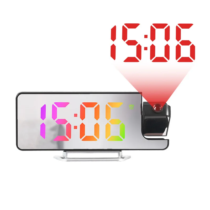 Smart LED large screen mirror projection alarm clock display temperature sensing electronic clock hot sale