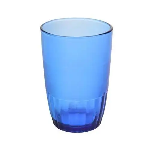 Factory Cheap Original Color Glass Tumbler 9oz Grey Amber Blue Green Flint Water Cup Drinking Glassware With Bottom Stripes