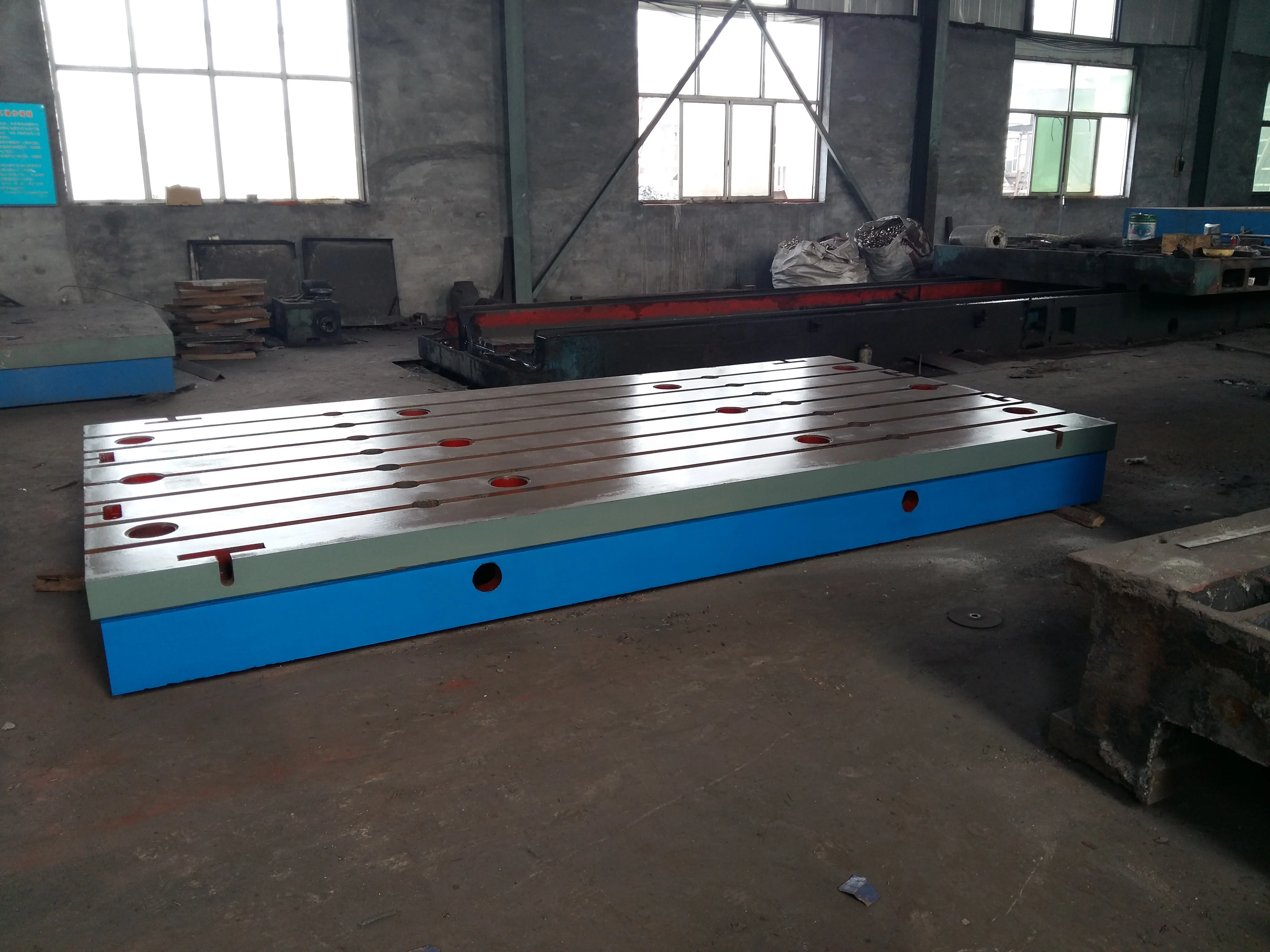 Assembly of cast iron surface plate test platform grinding plate