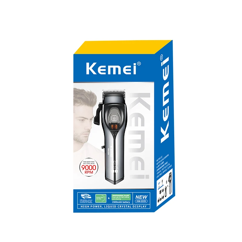 KEMEI km-2229 Rechargeable Hair Trimmer Hair Clippers Professional Razor Barber Use Hair Clipper 9000 RPM