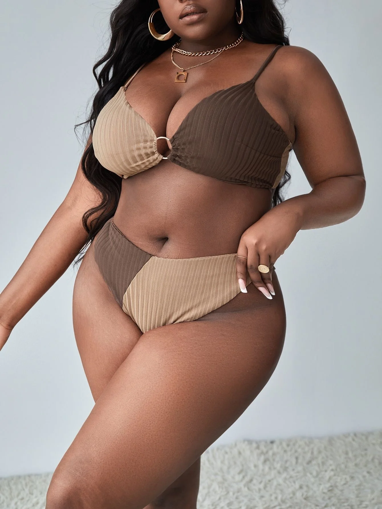 Intiflower BW2114 New Arrival 2023 Swimwear Sexy Beachwear Big Plus Size 2 Pieces Bikini for Fat Women