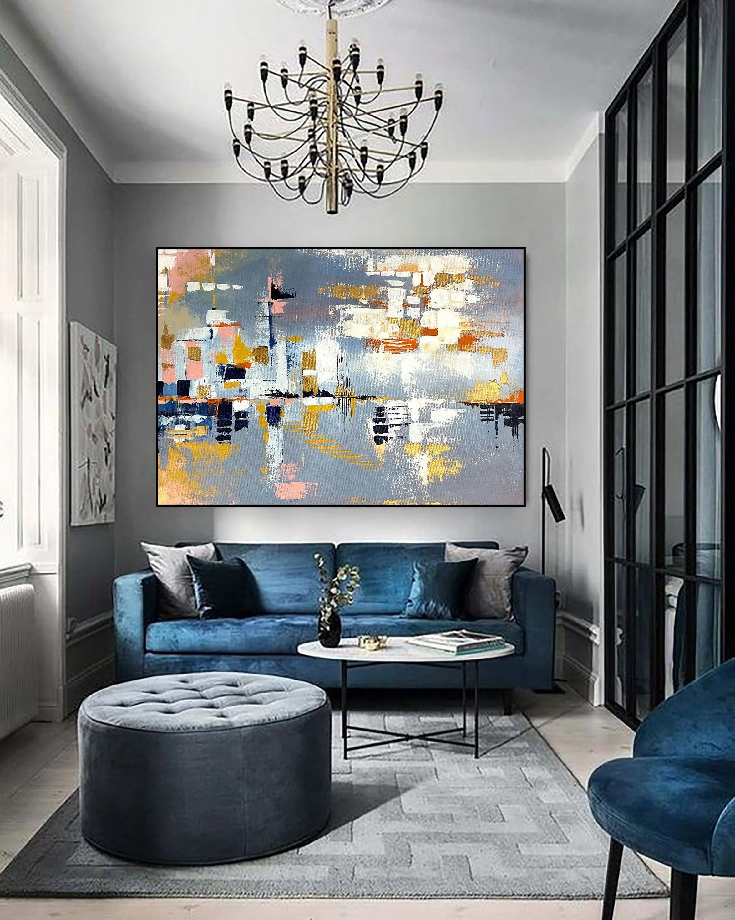 Modern Wall paintings Art Handmade Abstract Gold Foil Oil Painting on Canvas