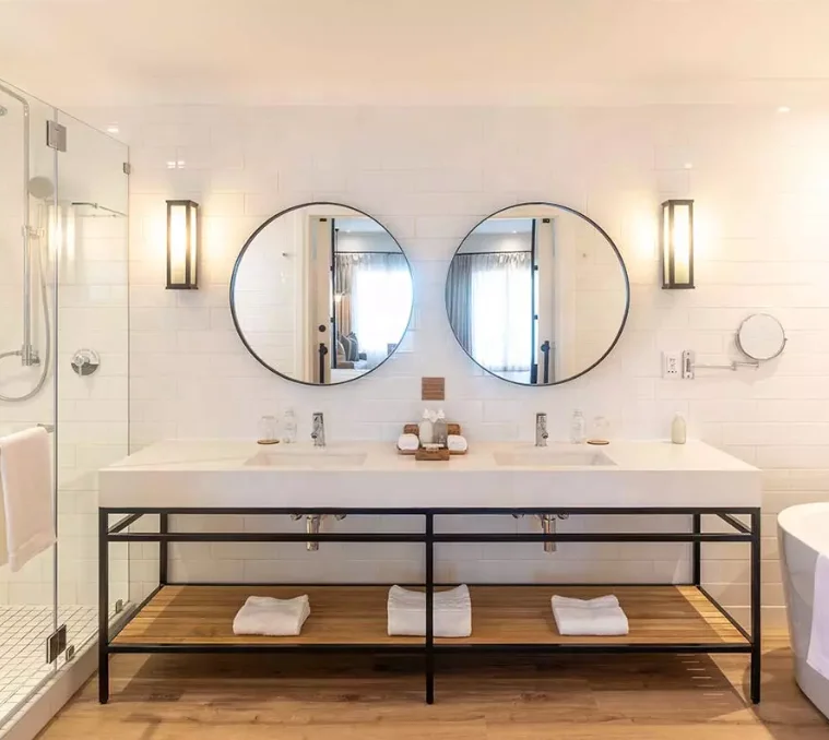 black industrial design hotel large stainless steel bathroom vanity cabinets farmhouse trendy sink console metal furniture 2023