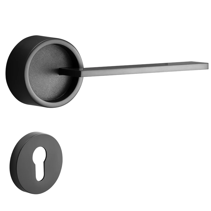 High Quality Modern Designer Door Handle Set Black Nickel Interior Lock with Steel Pull Handle Made in China