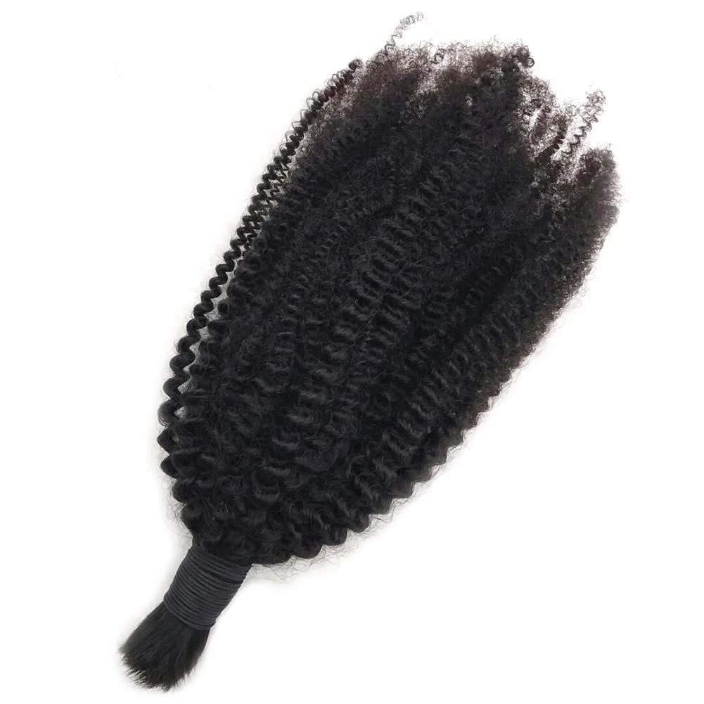 FDshine Afro Kinky Curly Mongolian Hair Bulks Virgin Braiding Hair Bulk Extensions No Weft Natural Color