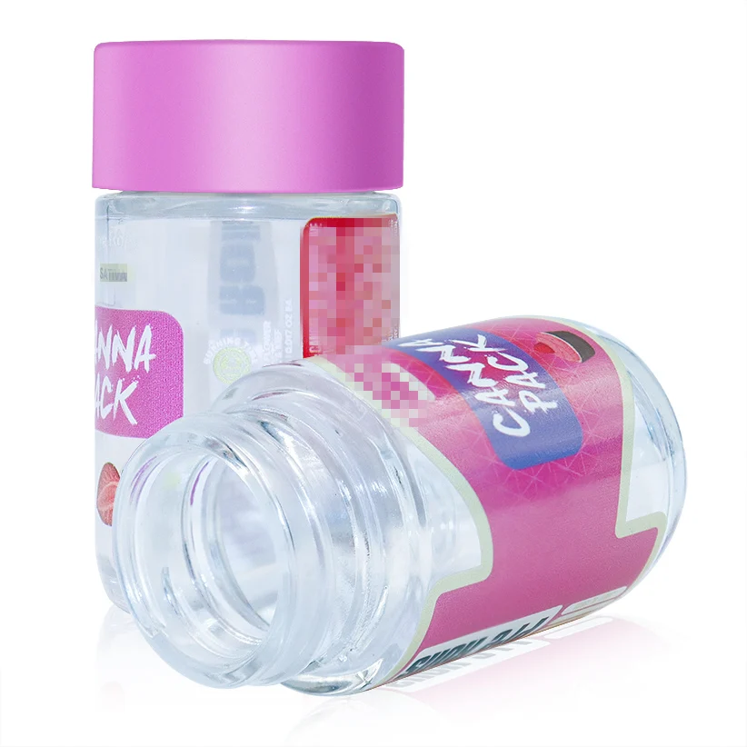 custom label design baby infused  glass jar 5 pack pre packaging baby proof  glass bottle  packaging container