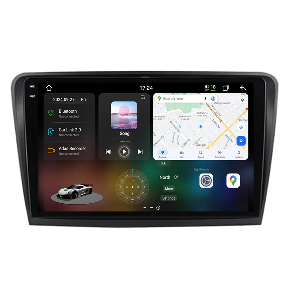 3D real-time dynamic driving android radio For Skoda Superb 2008-2015  carplay Bluetooth QLED 2K Screen car gps navigation