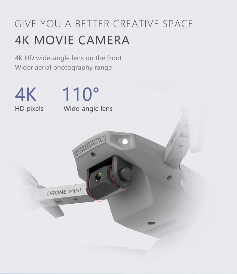 Leesafe HD Mini Drone E88 Intelligent Control 4K HD WiFi Camera Wide-Angle Foldable FPV Dron GPS Mini Drone With Dual Camera