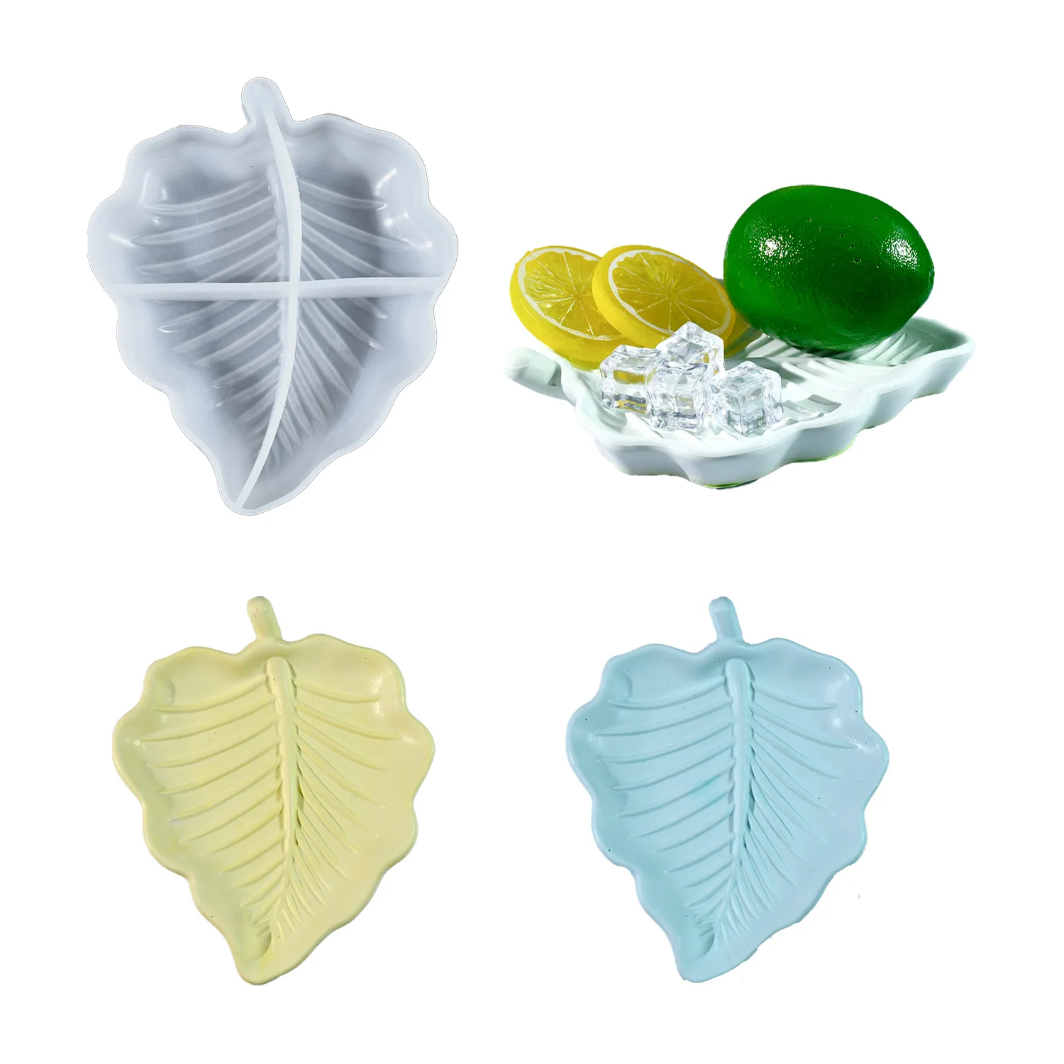 diy glue mold leaf tray silicone mold gypsum resin storage fruit tray mold