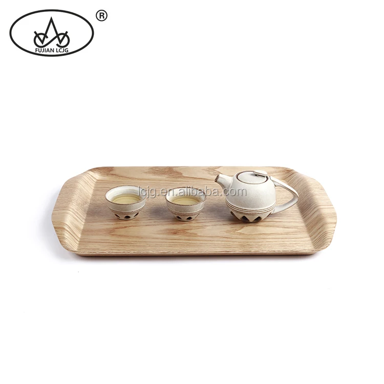 Customizable Rectangle Willow Wooden Food Serving Tray Wholesale Anti-Slip Coating Bent Wood Tea Tray