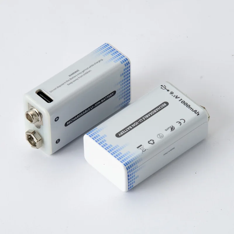 Высокая емкость перезаряжаемые литий-ионные батареи 9 В 1000 мАч 6F22 USB Type C литий-ионная батарея для электронного инструмента