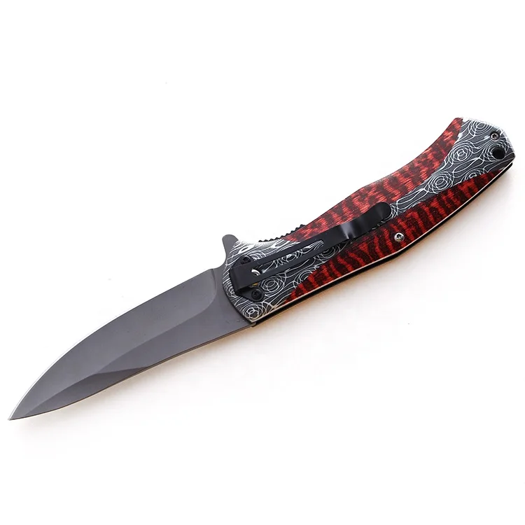 Stainless steel handle knifes folding blade camping hunting knife