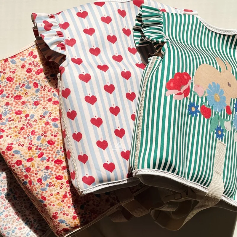 Customized Neoprene Kids Swim Vest Assisted Buoyancy Swimsuit with Cartoon Pattern Sunscreen Rash Guards