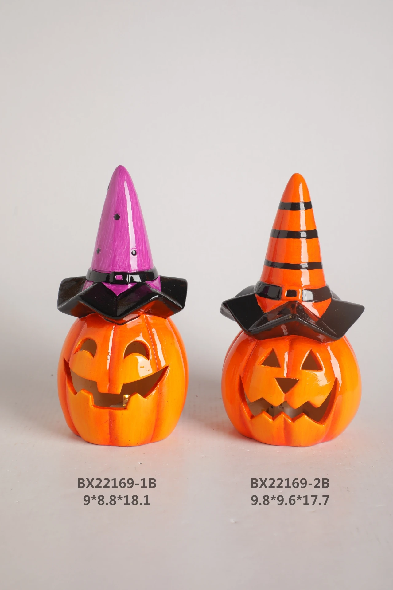 Mini LED halloween pumpkin Candle Jar Wizard Hat Glow-In-The-Dark Ceramic LED Party Decorations Wholesale Holiday Gifts Factory